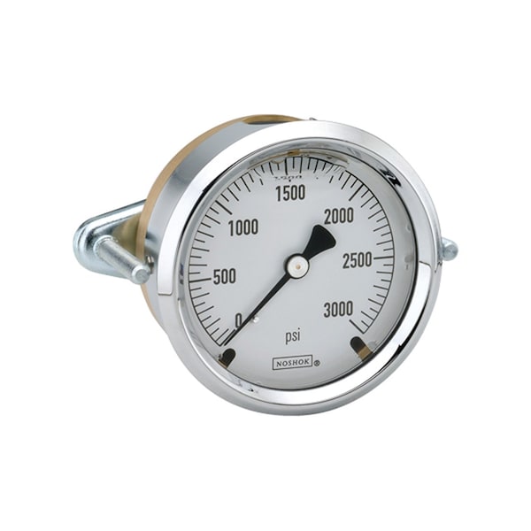 Pressure Gauge, 2.5" Brass Case, Copper Alloy Internals, 200 psi/kg/cm2, 1/4 NPT Male Bottom Conn, Glycerin Filled